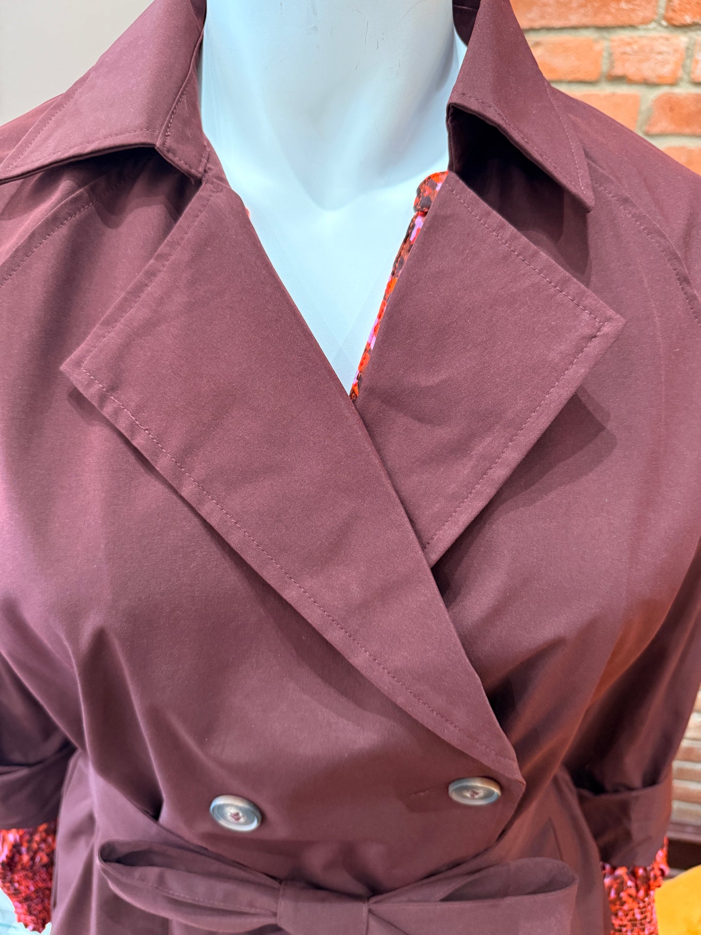 MAROON TRENCH COAT EXTENDED SIZE
