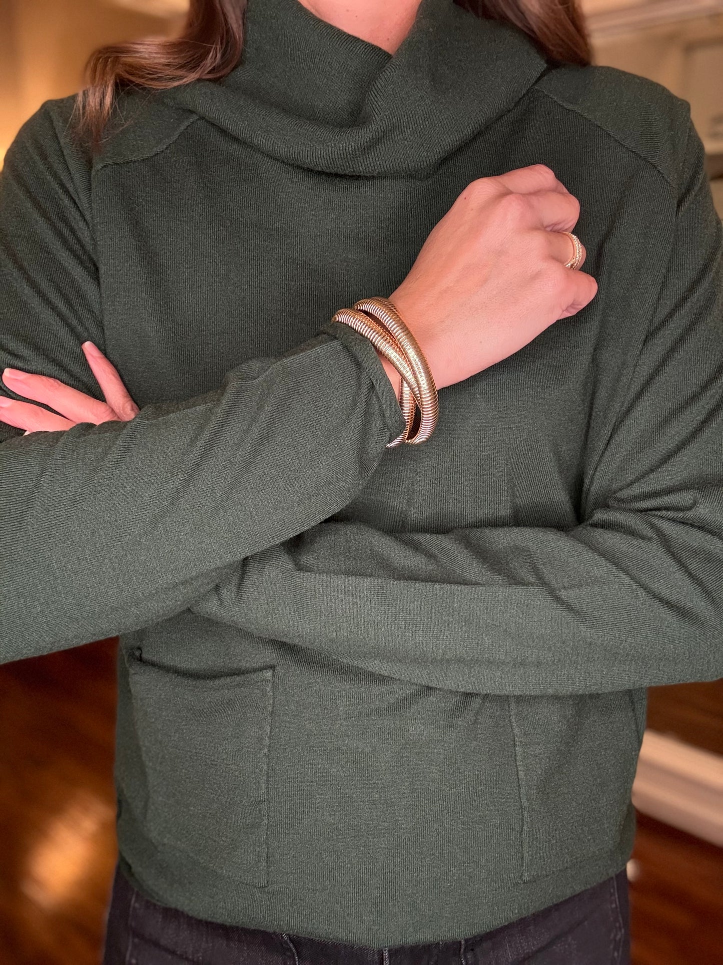 FDJ COWL NECK SWEATER WITH POCKETS (multiple colors) 8.13