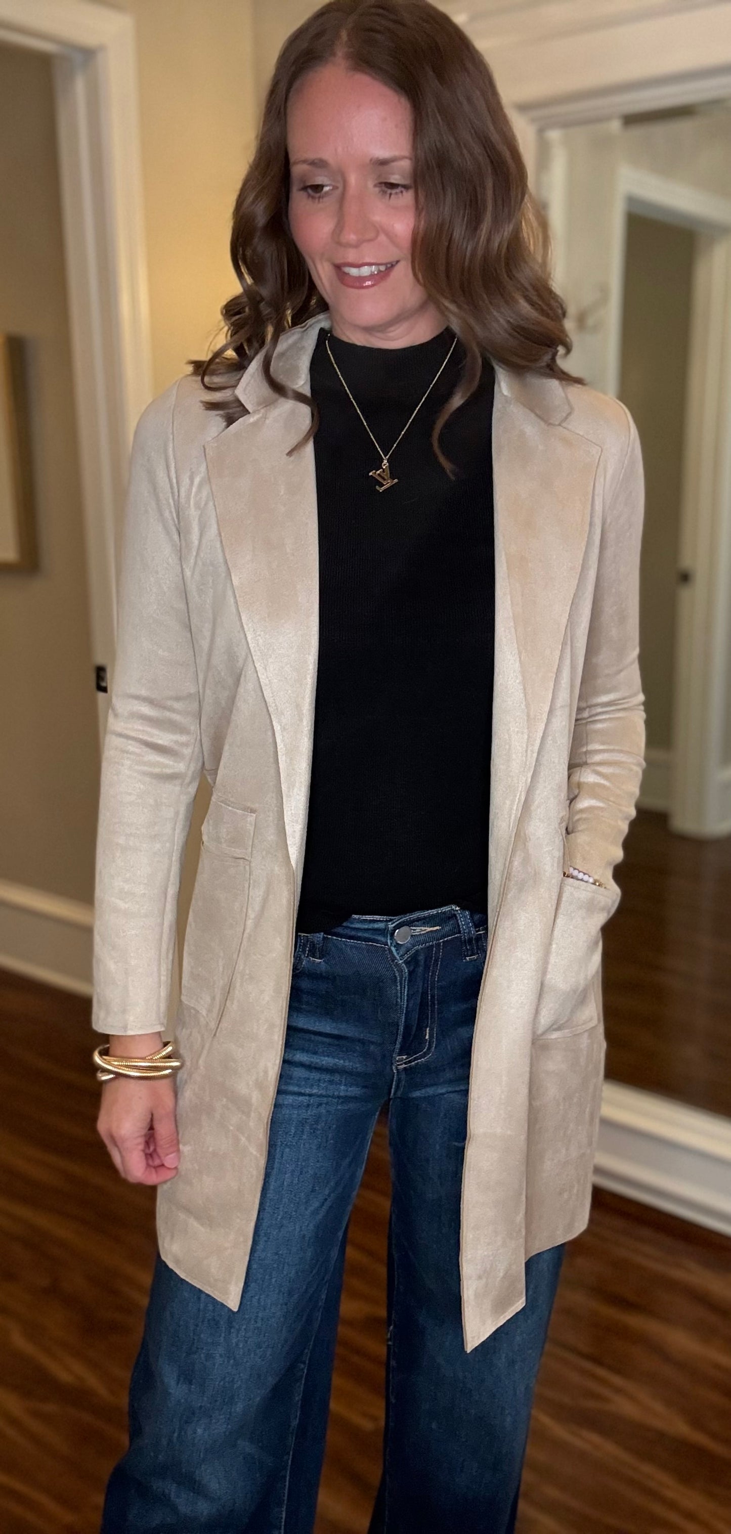OPEN FRONT FAUX SUEDE JACKET (multiple colors) 8.14