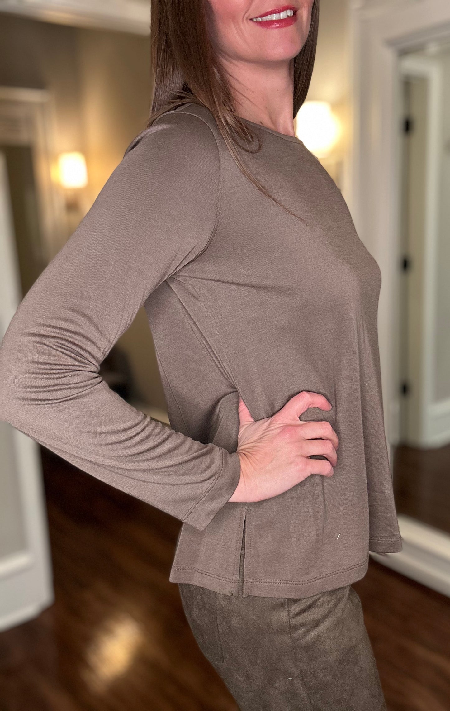 MULTIPLES LONG SLEEVE SCOOP NECK TOP 11.8