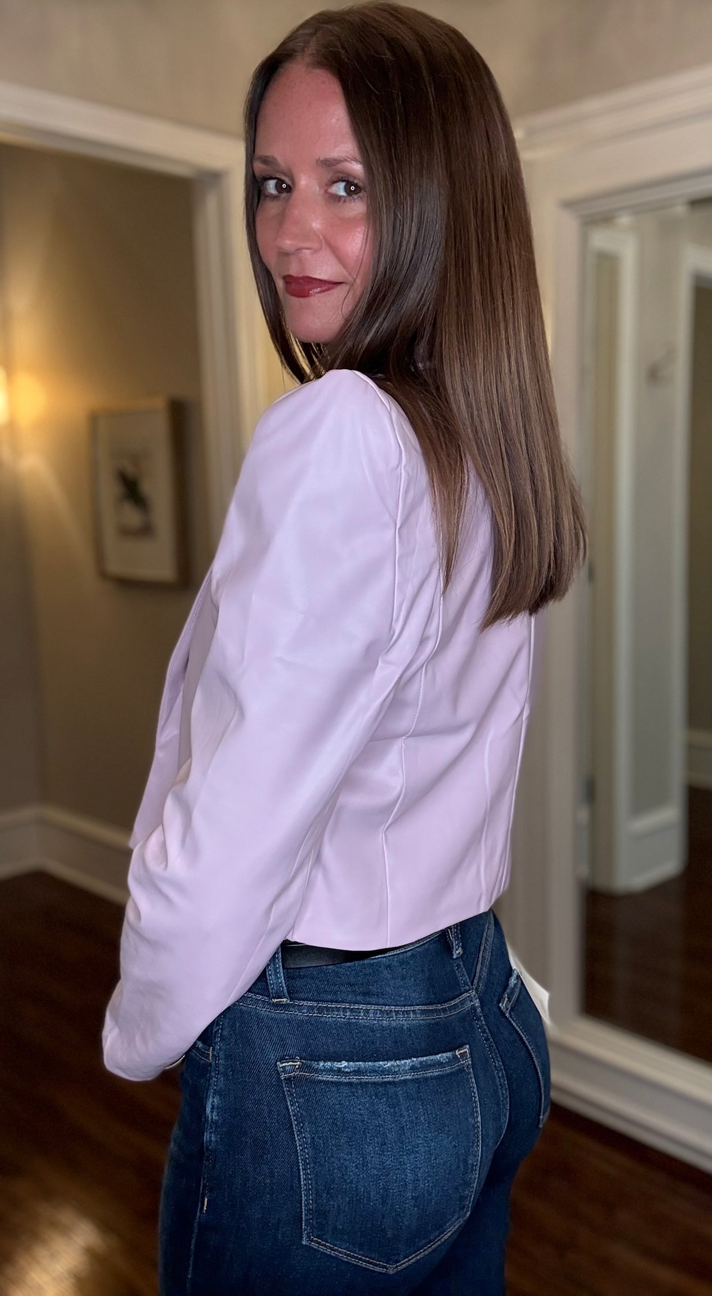 ENTRO LILAC FAUX LEATHER CROP JACKET 7.11