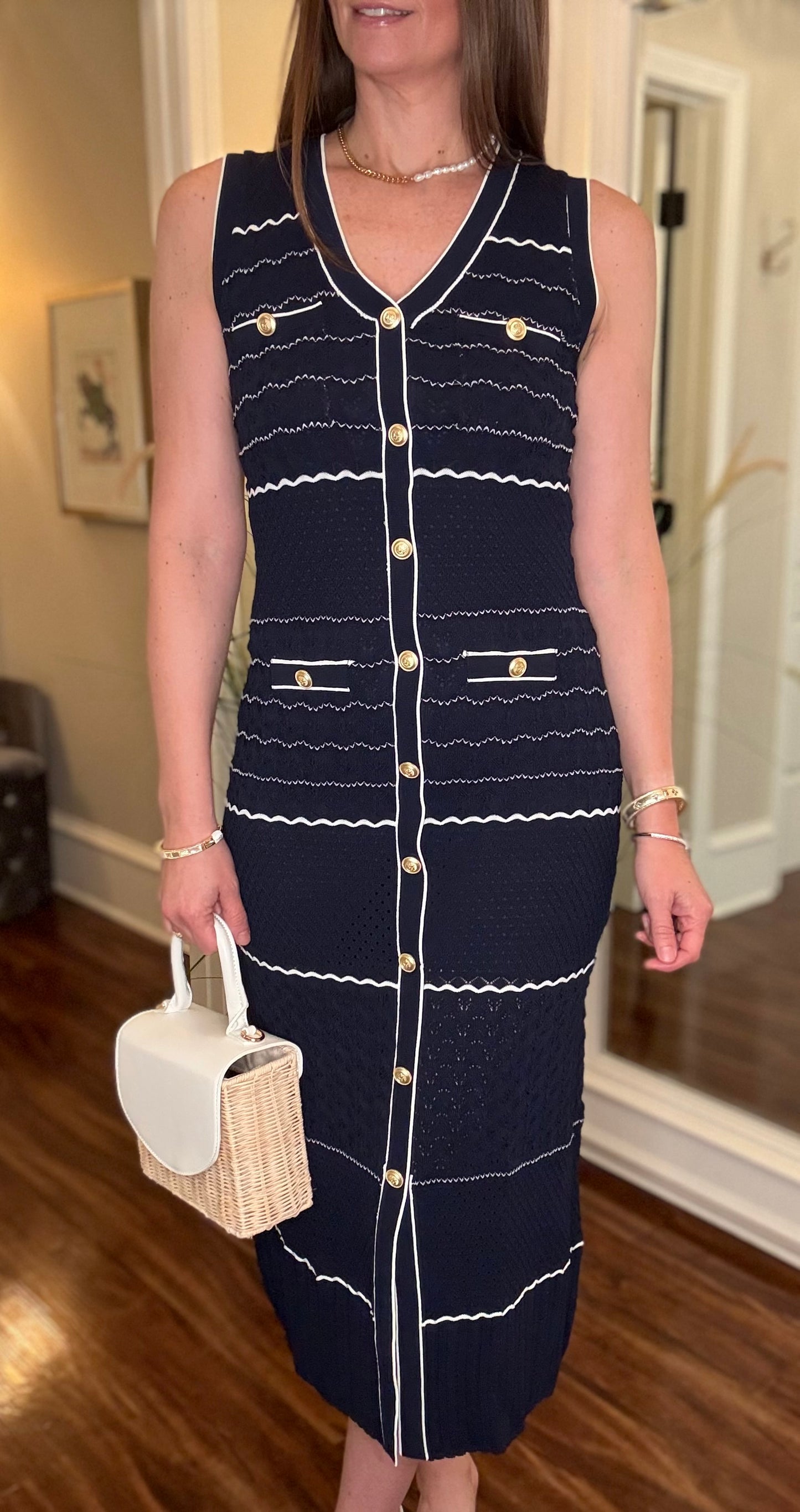 CURRENT AIR NAVY SLEEVELESS MIDI DRESS 4.27