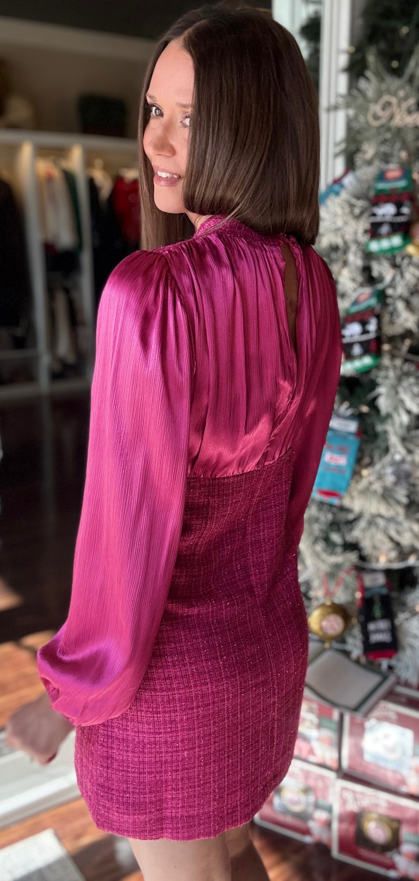 THML TWEED V-NECK DRESS 11.21