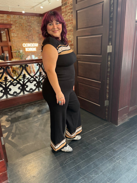 EXTENDED SIZE GOLD PRINT PANT 7.23