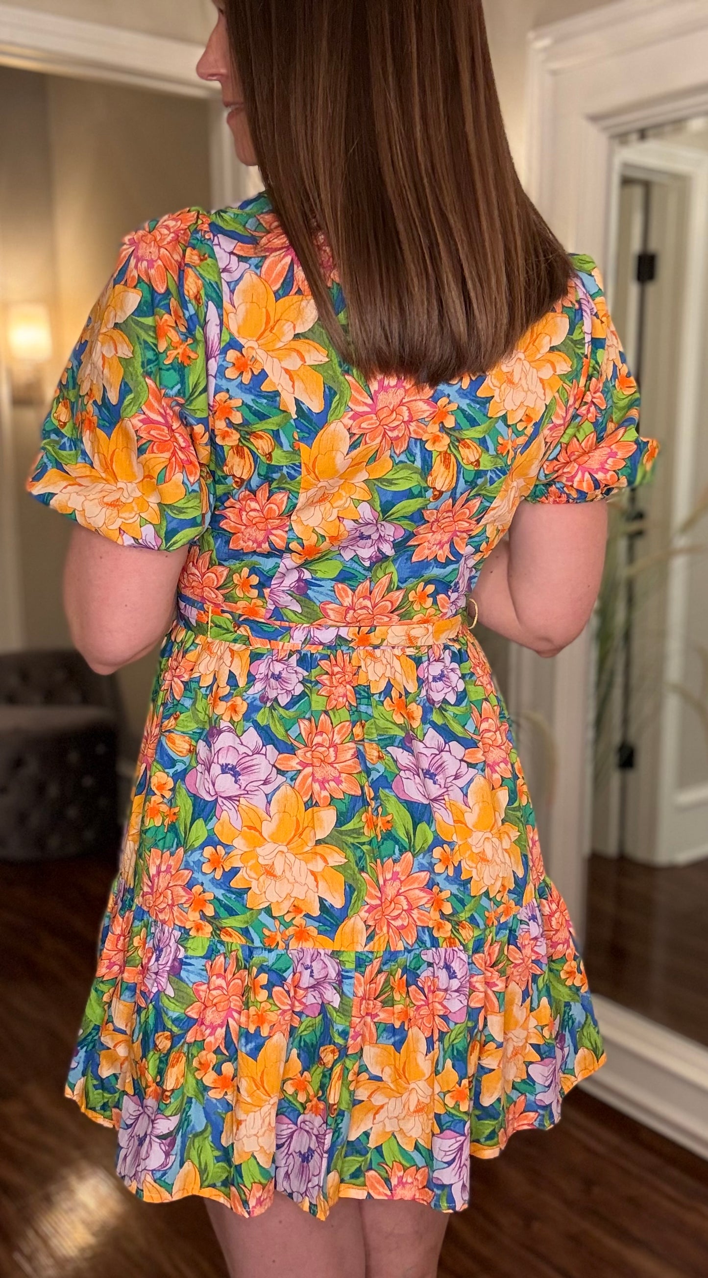 FLYING TOMATO FLORAL PRINT BUTTON FRONT DRESS 3.25