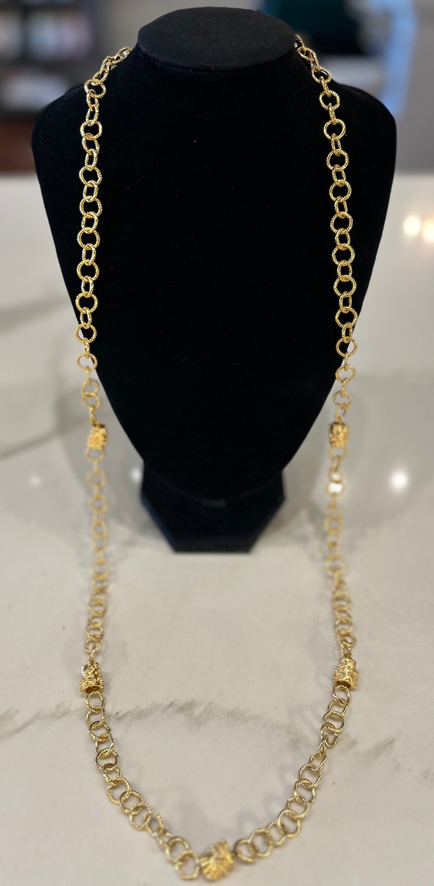 Susan Shaw Long Linked Bead Chain necklace