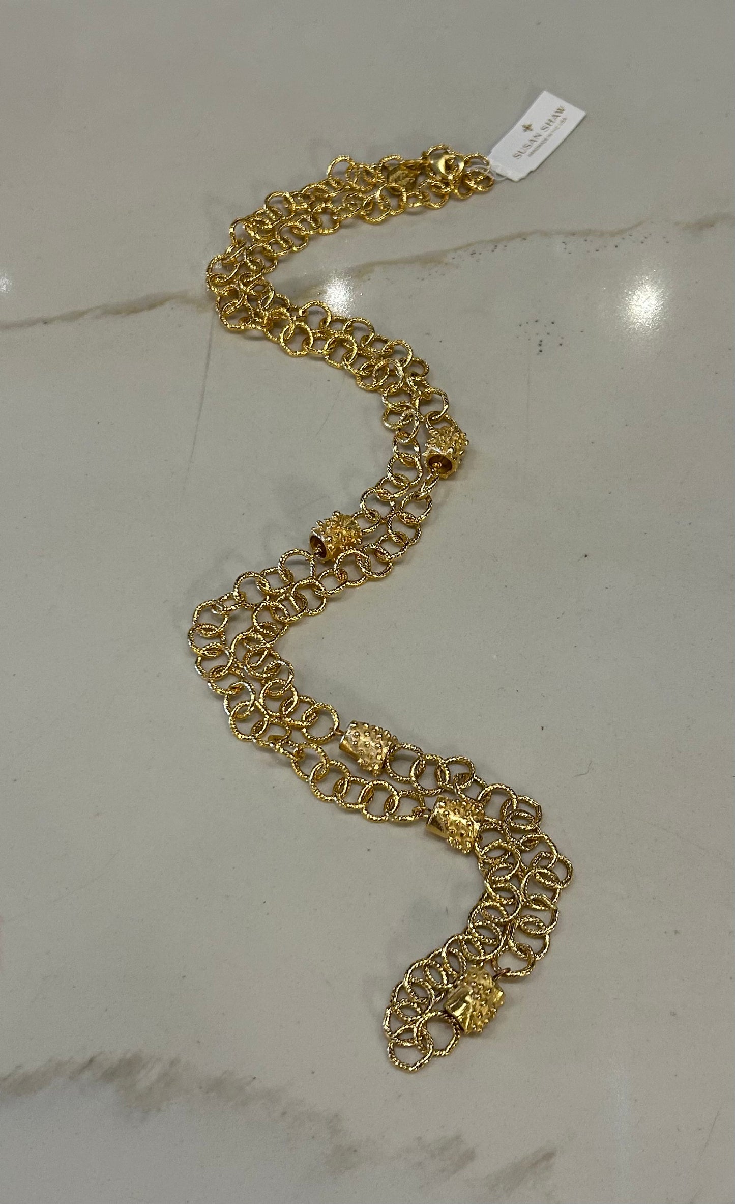 Susan Shaw Long Linked Bead Chain necklace