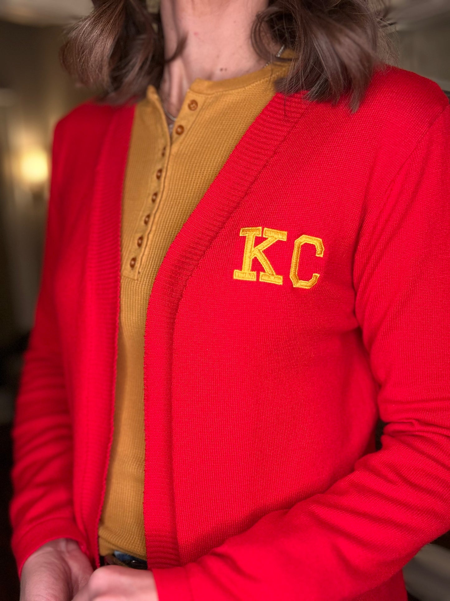 KC LONG RED CARDIGAN 12.20