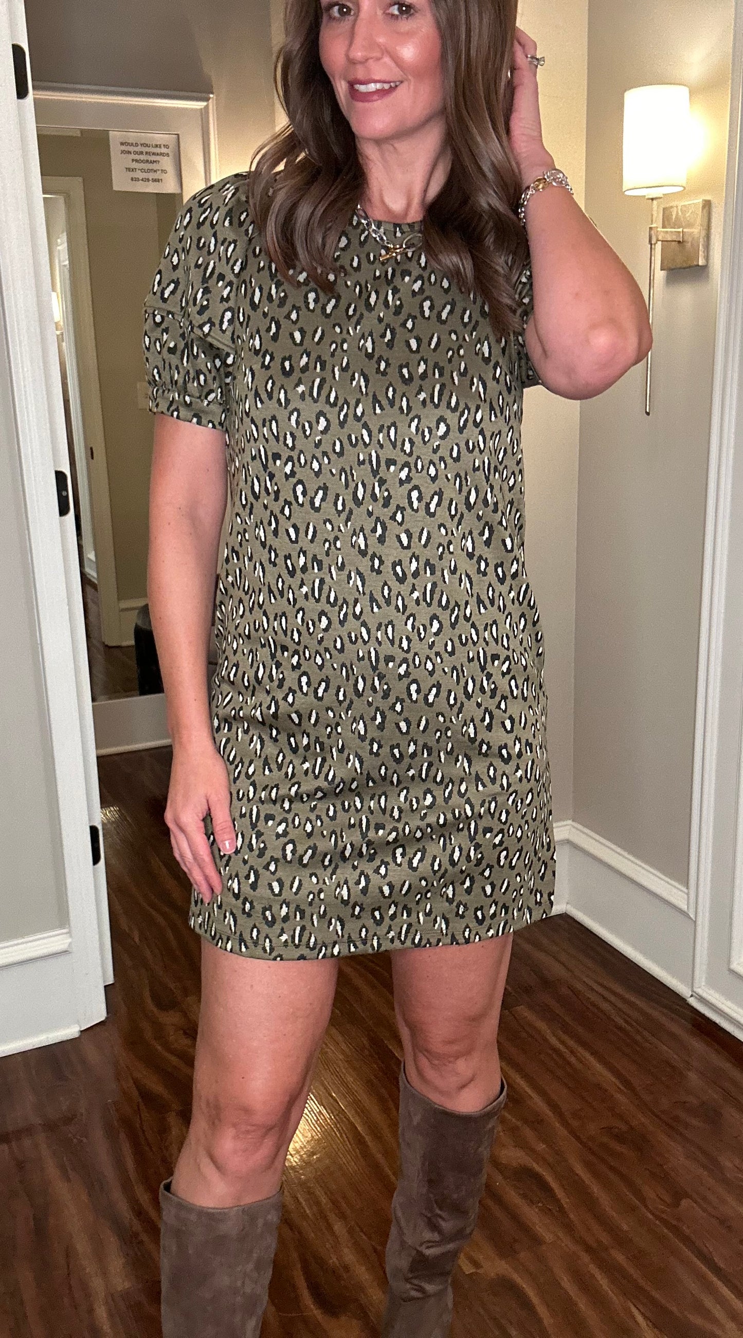 THML GREEN ANIMAL PRINT DRESS 10.8