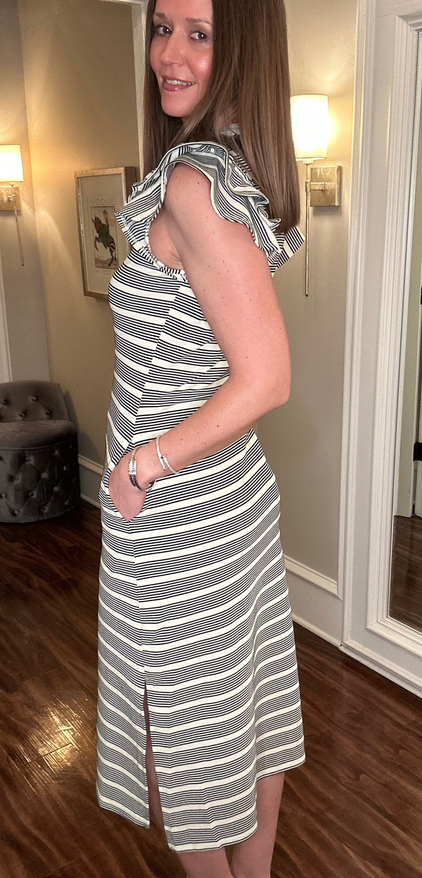 ENTRO BLACK STRIPED MIDI DRESS 2.5