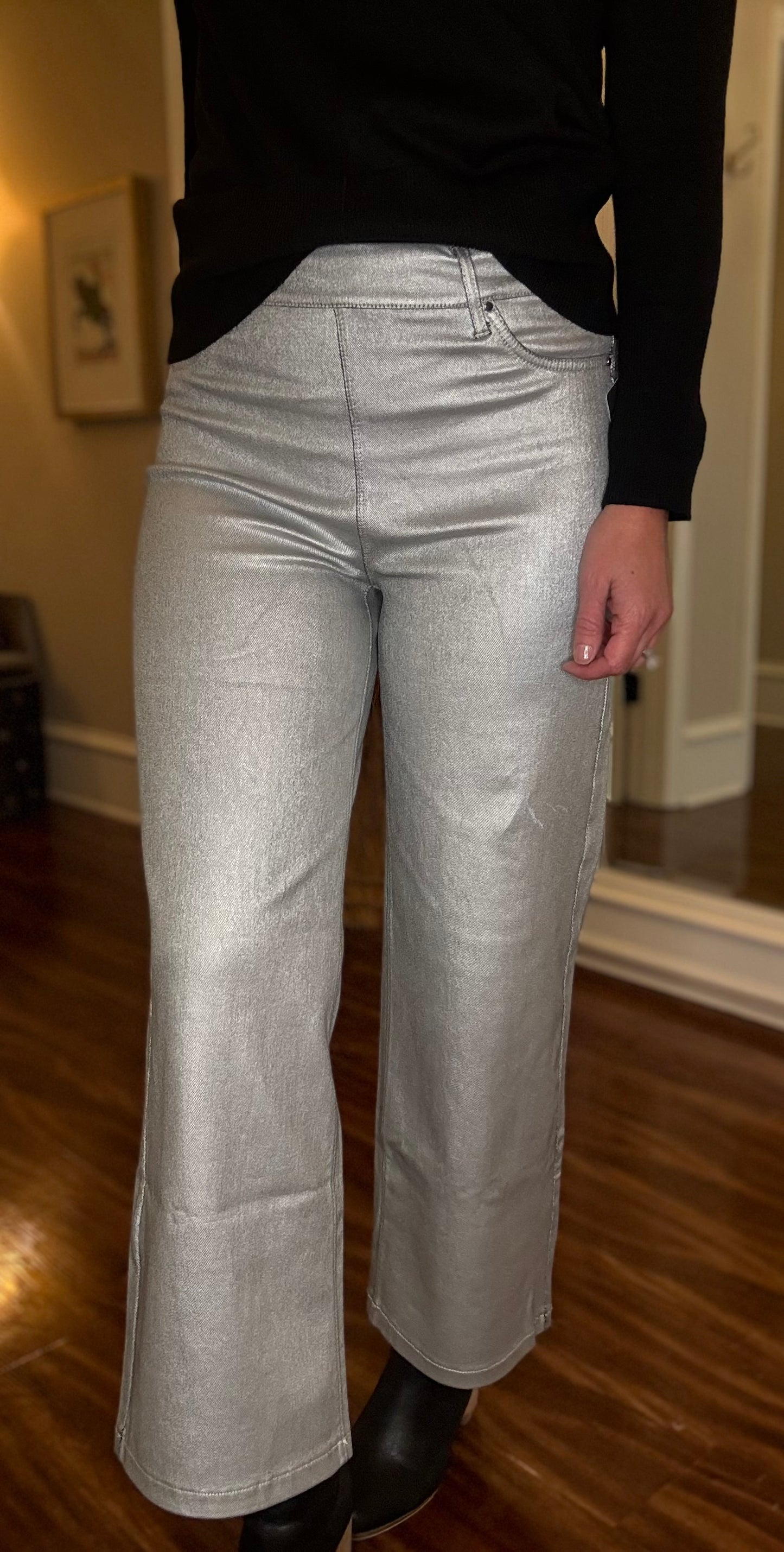 LYSSE METALLIC COATED WIDE LEG DENIM 10.21