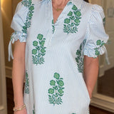 ENTRO BLUE STRIPE WITH GREEN APPLIQUE DRESS 2.4