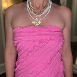 HOT PINK STRAPLESS RUFFLED MAXI DRESS 5.4