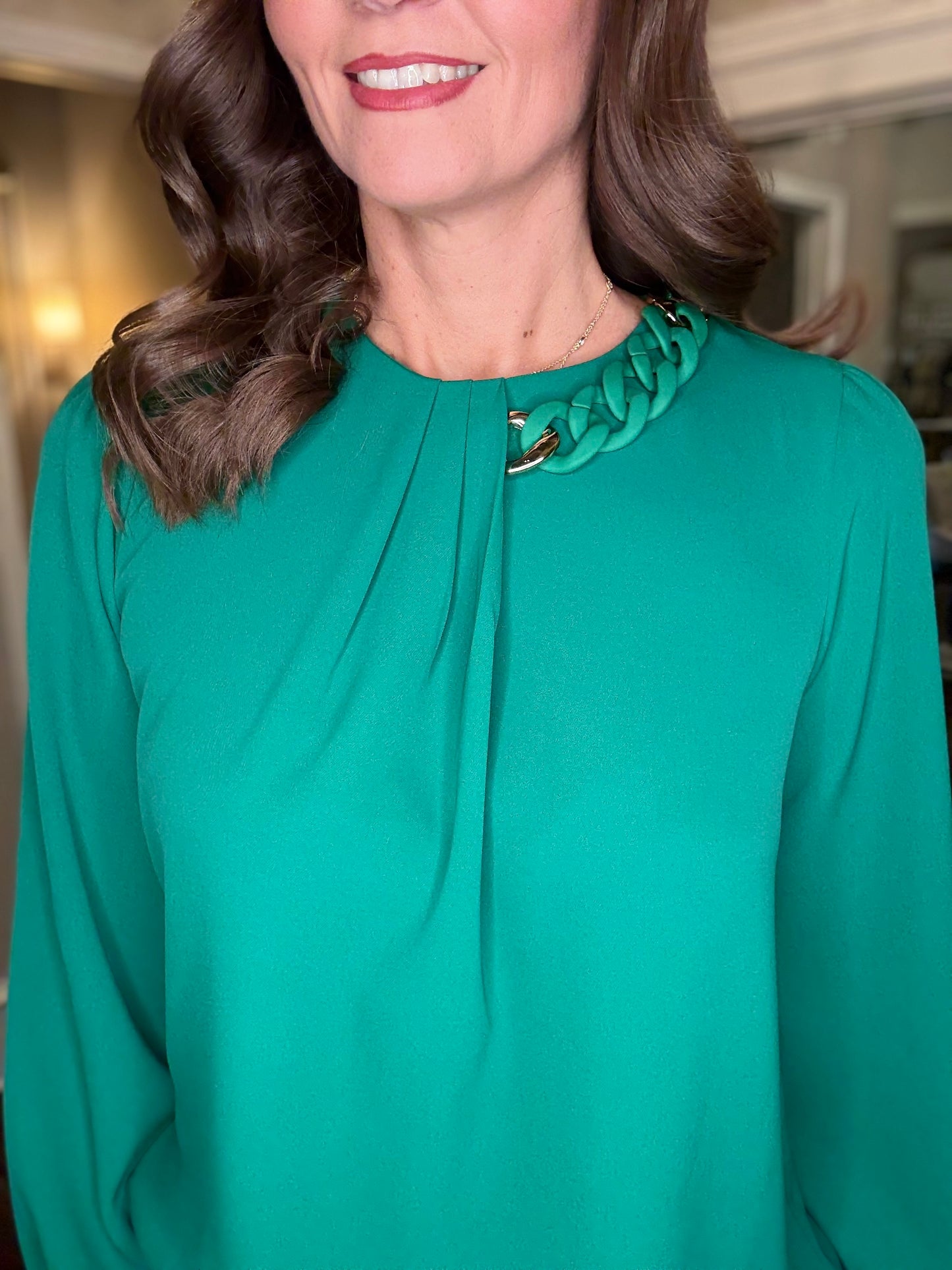 BLOUSE WITH CHAIN LINK NECKLINE 1.9