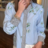 LOVE SOFT BLUE RUFFLE TRIM TOP 2.27