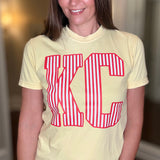 PINSTRIPE KC YELLOW TEE 7.27