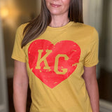 RED HEART MUSTARD TEE 7.27