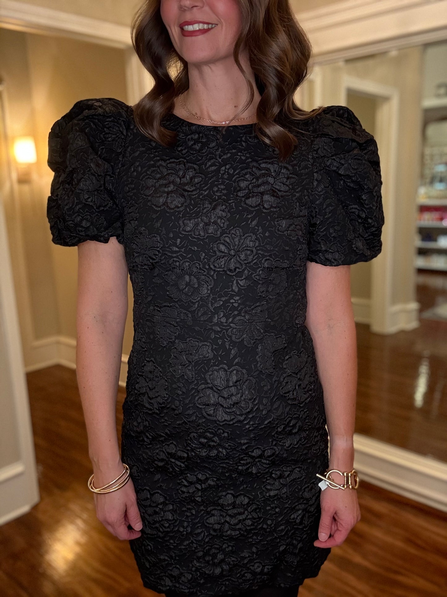 JACQUARD DRESS WITH PUFF SLEEVE 11.6