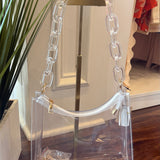 CLEAR HANDBAG WITH CLEAR CHAIN HANDLE 5.13