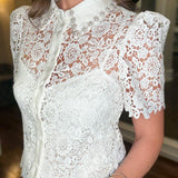 SHORT SLEEVE WHITE LACE TOP 1.9