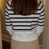 STRIPED SWEATER WITH GOLD BUTTON DETAIL 2.10