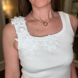 CURRENT AIR FLORAL APPLIQUE KNIT TANK 3.3