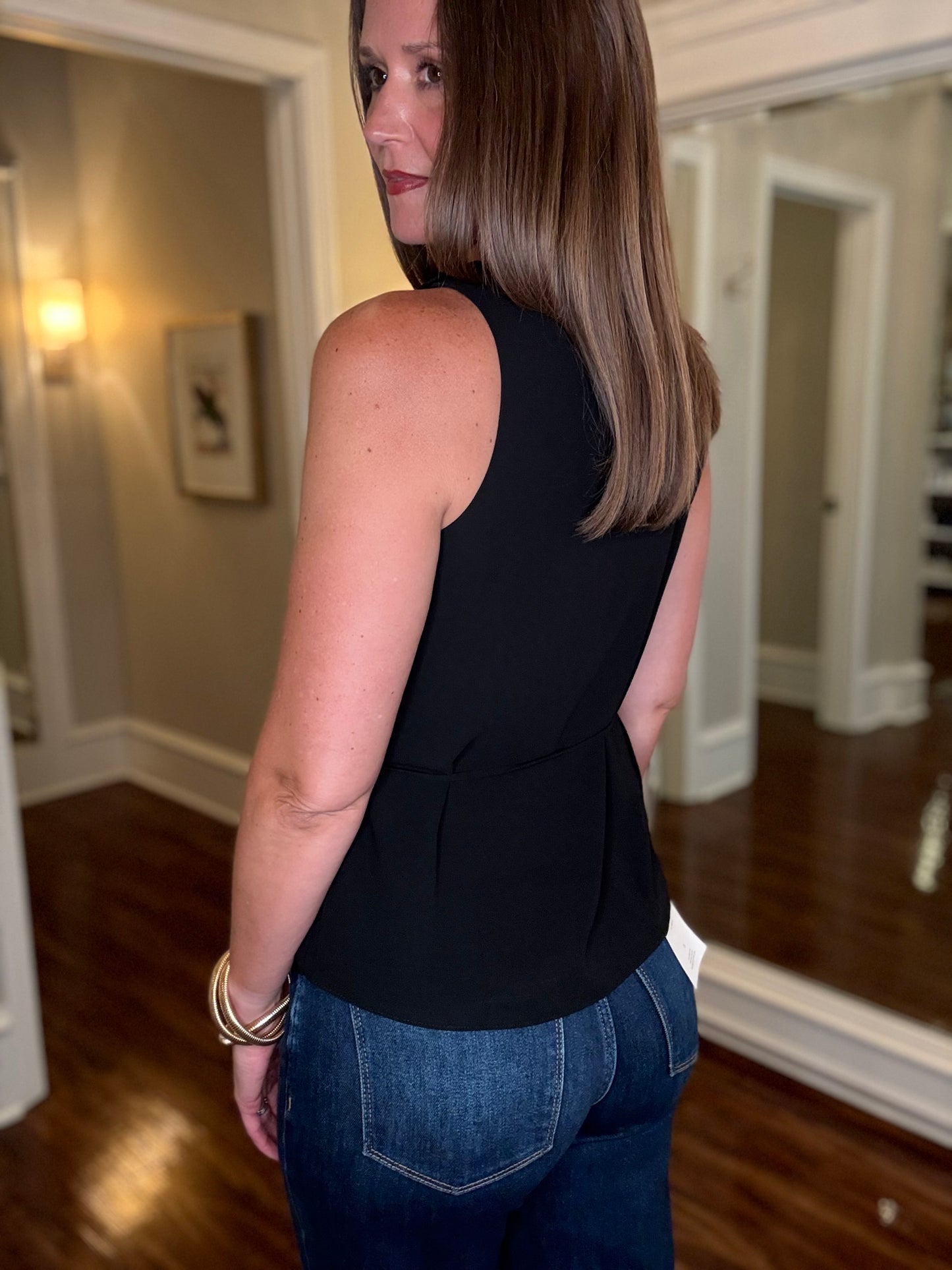 NAKED ZEBRA RUFFLE V-NECK WITH TIE (multiple colors) 7.8