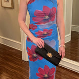 BLUE BODYCON DRESS WITH RED FLOWERS 3.2