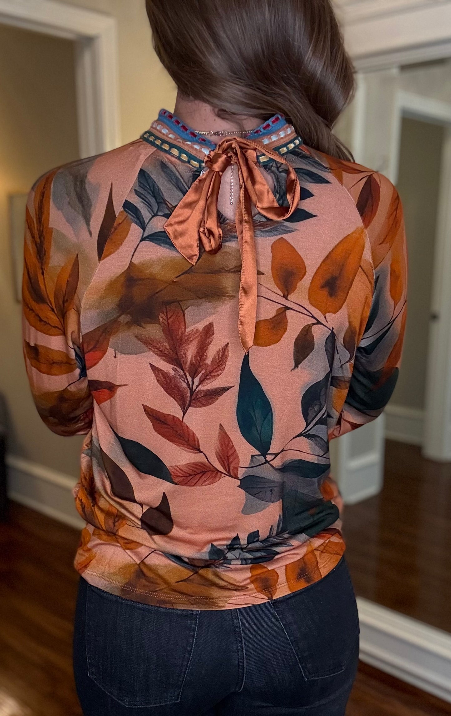 FDJ MOCK NECK FLORAL TOP 8.13