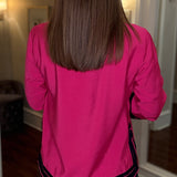 MULTIPLES 3/4 SLV NOTCH COLOR W/TRIM TOP (multiple colors) 1.15
