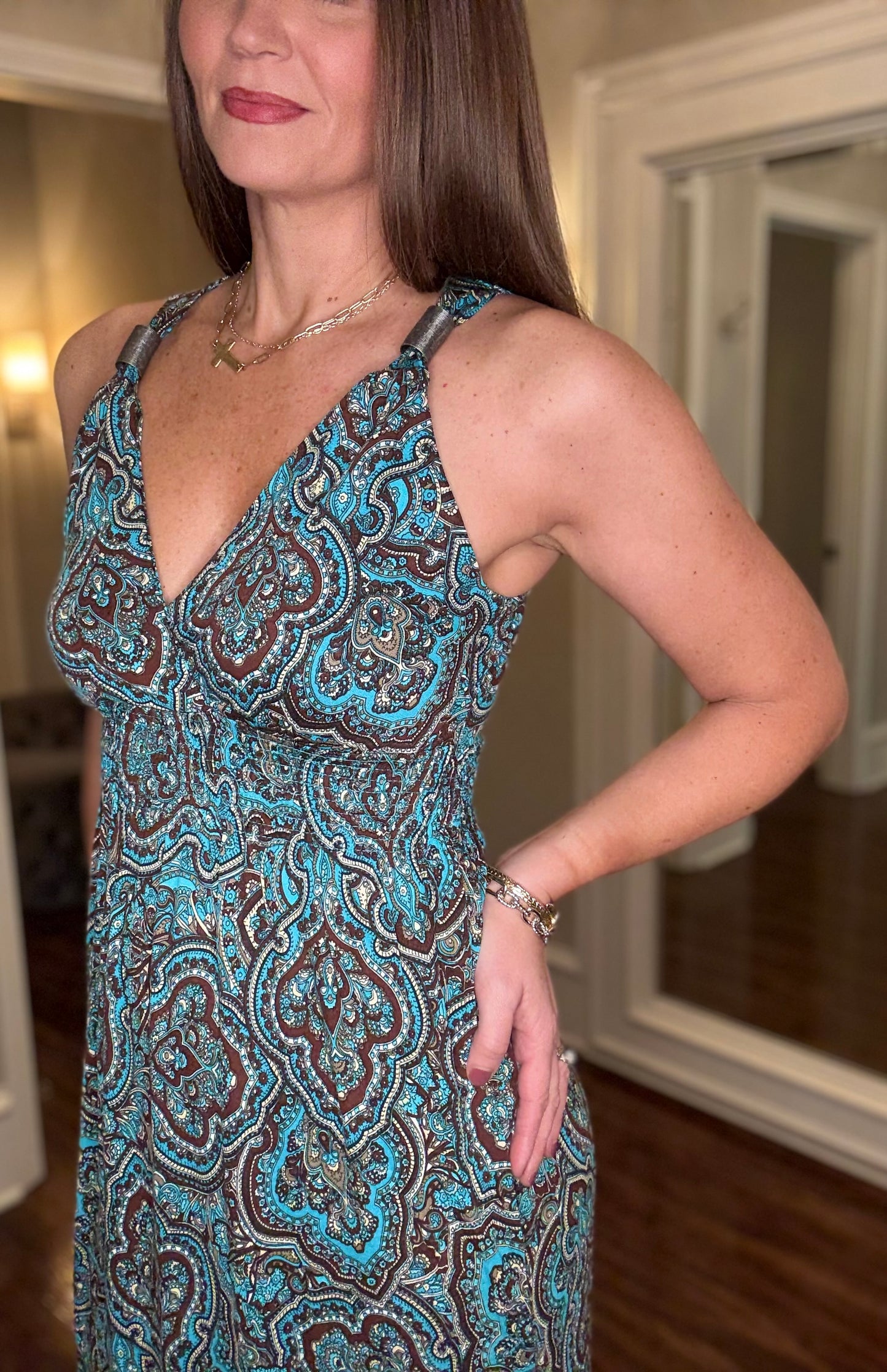 SLEEVELESS TURQUOISE MAXI DRESS 12.23