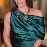 ELISE EMERALD SATIN MAXI DRESS 10.7