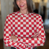 CHECKERBOARD SHEER TOP 10.7
