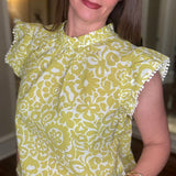THML CHARTREUSE FLORAL PRINT TOP 4.10