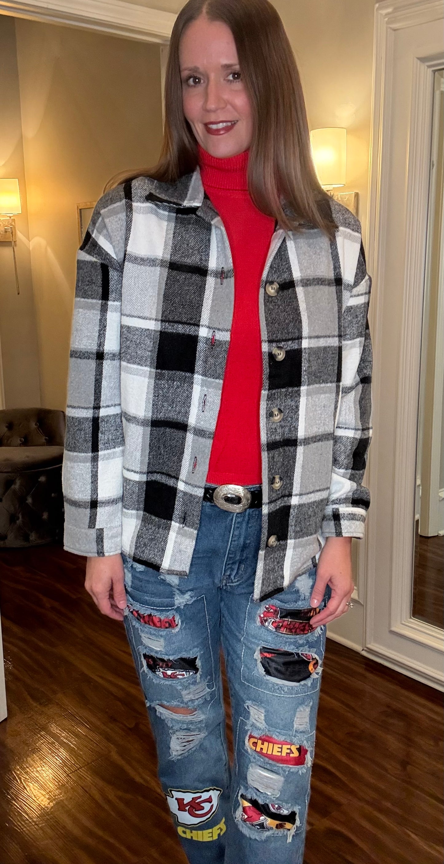 GAMEDAY COUTURE PLAID CHIEFS JACKET 9.23
