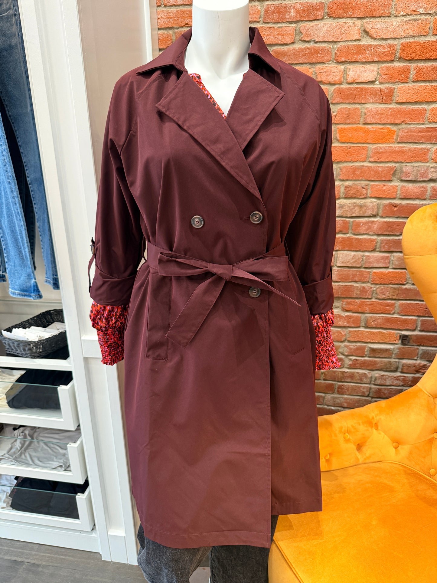 MAROON TRENCH COAT EXTENDED SIZE