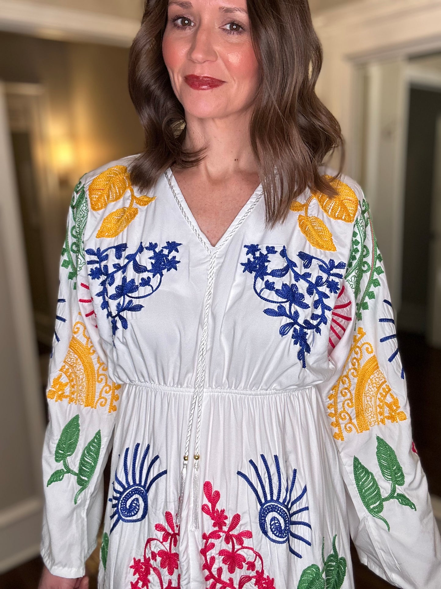 WHITE EMBROIDERED OCEAN CAFTAN 1.07