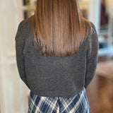 BUTTON DOWN CARDIGAN WITH STRIPED CONTRAST 9.18