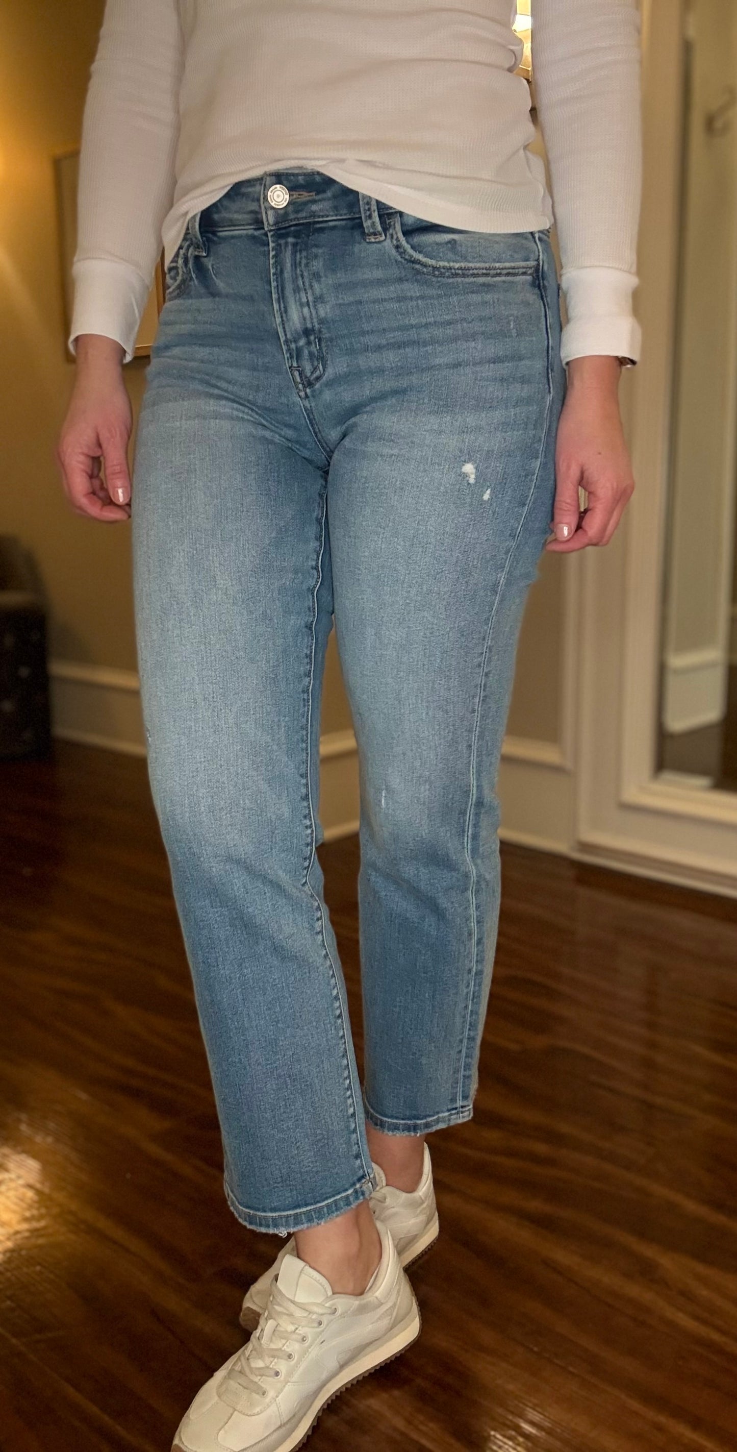 CARLENE MID RISE SLIM STRAIGHT CROP DENIM 1.8