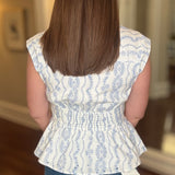 CURRENT AIR WHITE/BLUE BUTTON DOWN WITH BOW 5.12