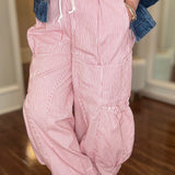 DANI & DAVI STRIPED CANVAS CARGO PANT 8.25
