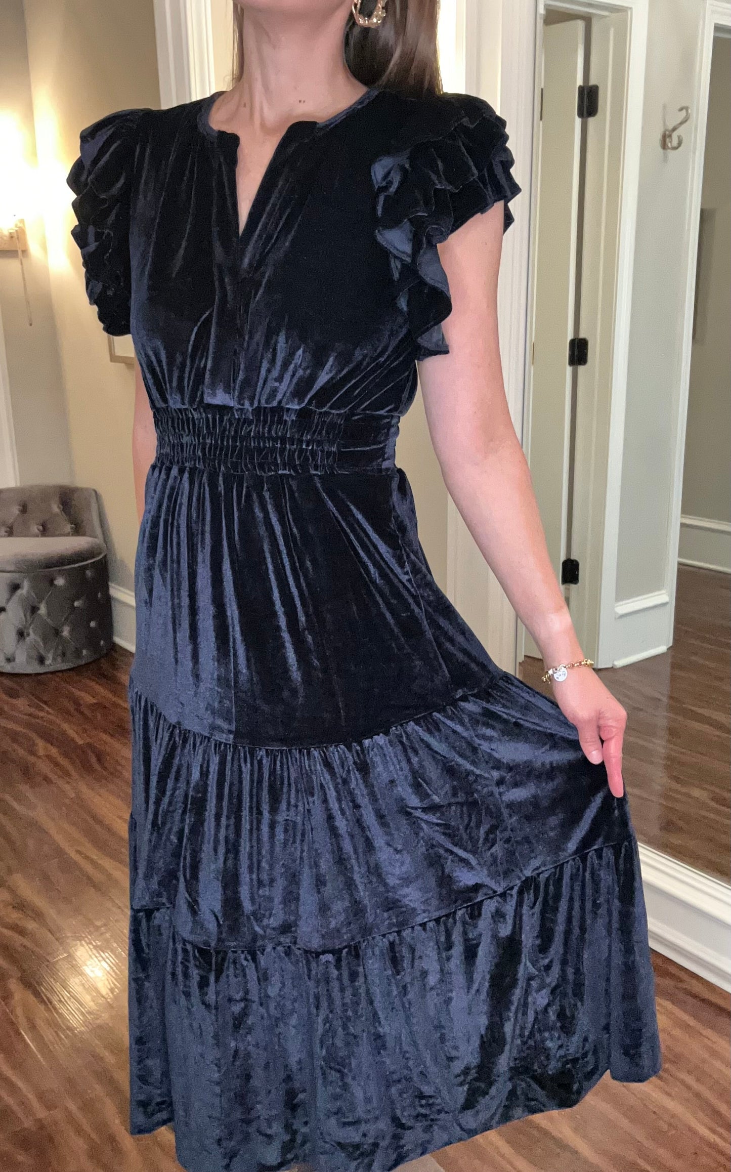 THML VELVET MIDI DRESS 10.18