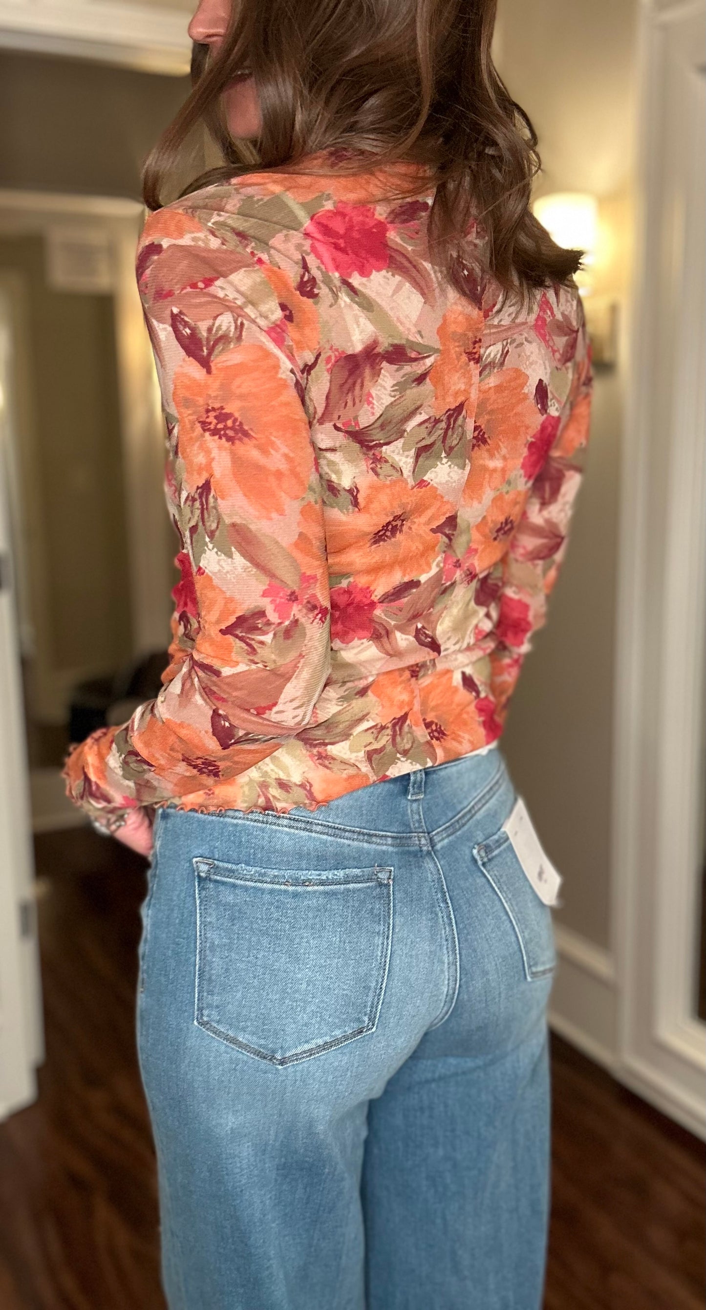 EASEL FLORAL PRINT MESH TOP 10.2