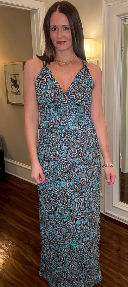 SLEEVELESS TURQUOISE MAXI DRESS 12.23