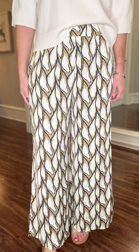 PRINTED WIDE LEG PANTS 12.23