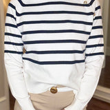 STRIPED SWEATER WITH GOLD BUTTON DETAIL 2.10
