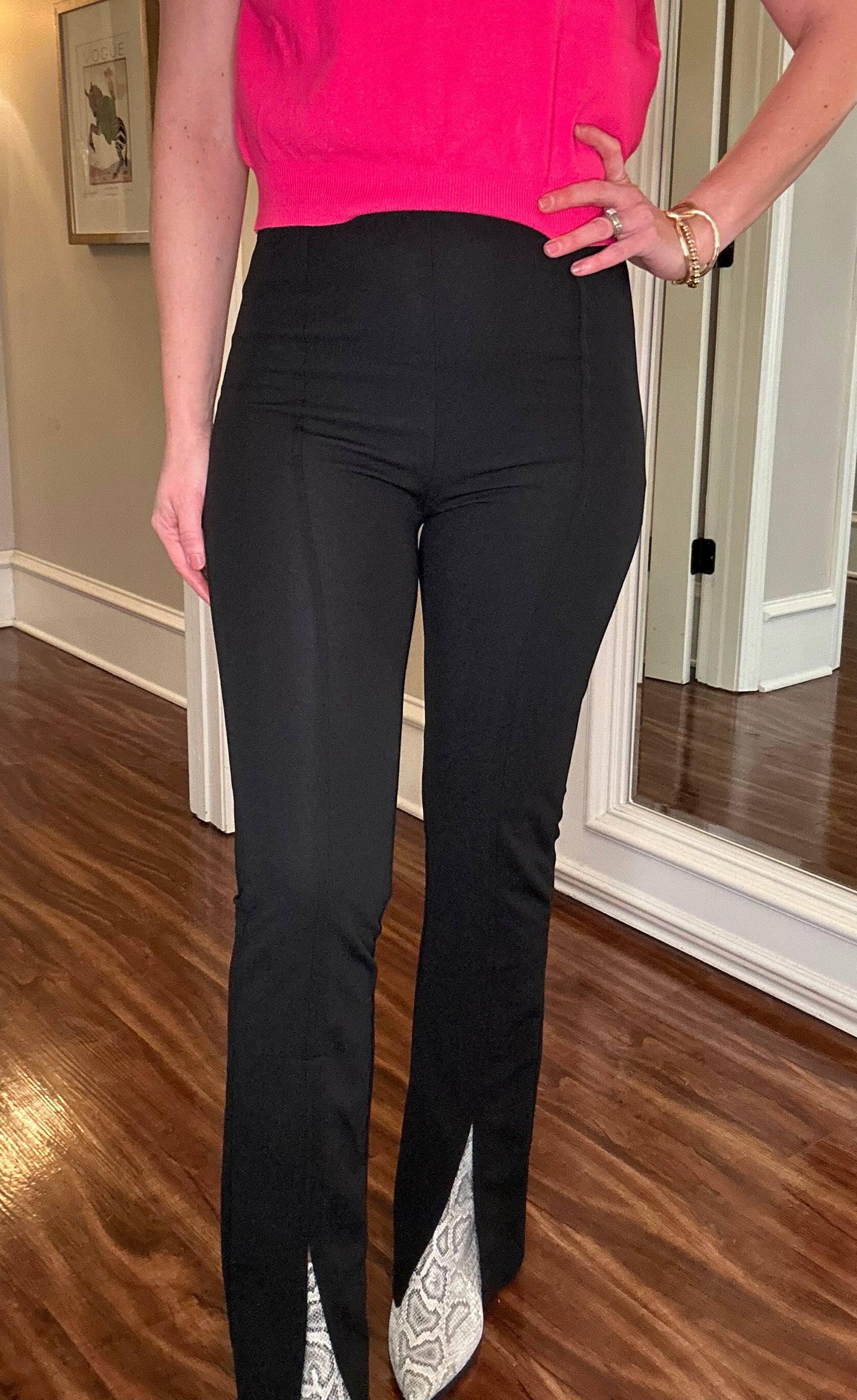 SLIT HEM AND FRONT PINTUCK FLARE PANTS 1.20