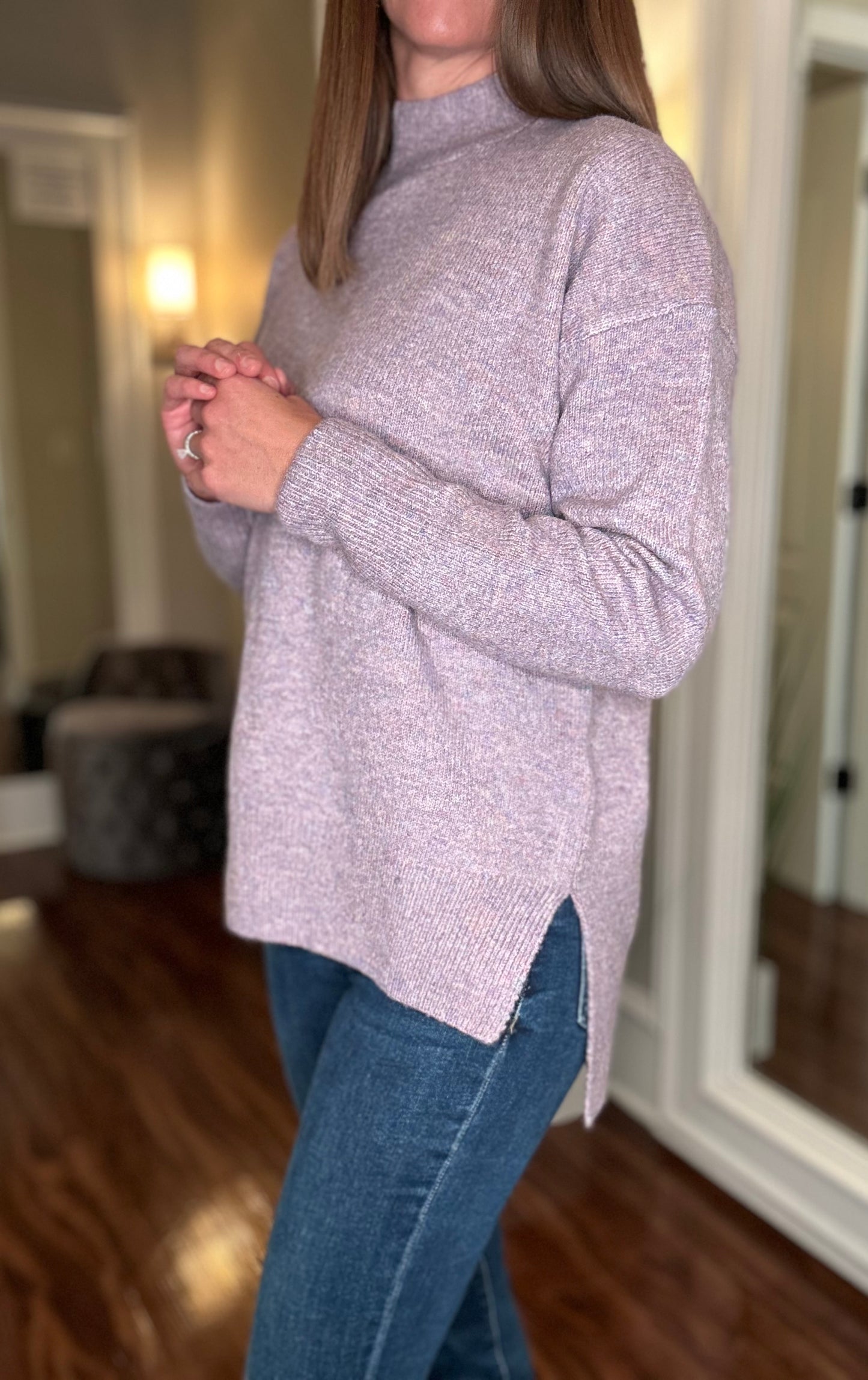 MOLLY BRACKEN HEATHERED MAUVE SWEATER 8.20