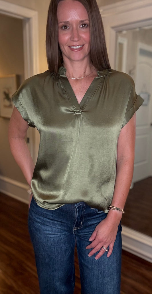 VELVET HEART CUFFED SHORT SLEEVE BLOUSE (multiple colors) 8.26