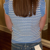 MARY SQUARE BLUE AND WHITE SWEATER 2.23